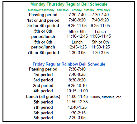 bell schedule